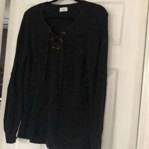 Black lace up sweater